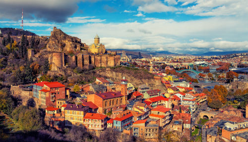 De hoofdstad Tbilisi