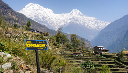 Chhomrong is een typisch Gurung dorp.