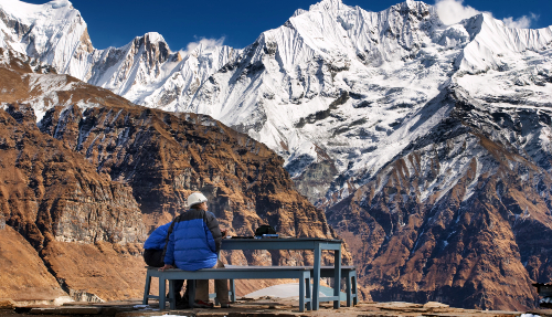 Vanaf het Annapurna Basecamp